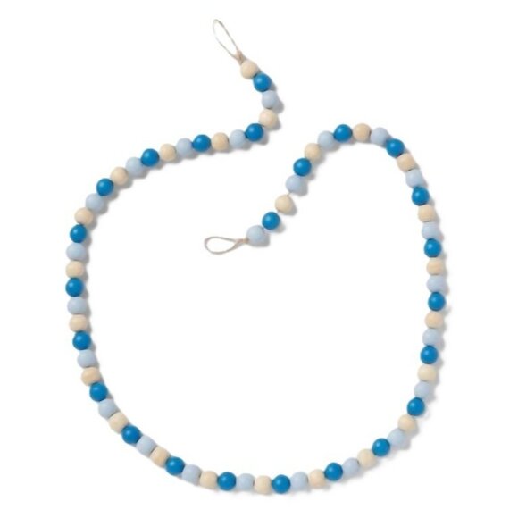 Hanukkah 6 Foot Long Blue & Brown Wooden Ball Holiday Garland NWOT - Picture 1 of 4